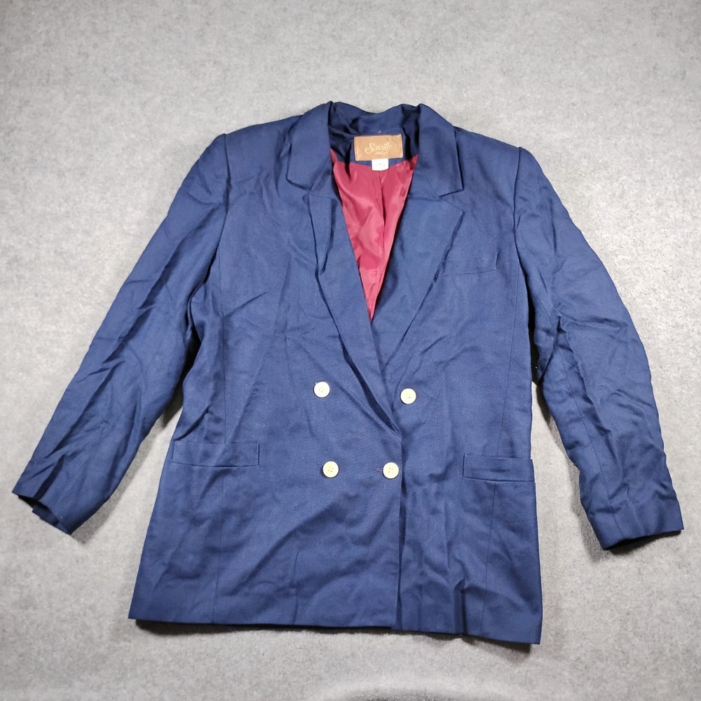 Vintage Saville Women's Blue Double Breasted Longline Blazer Jacket Size 16
